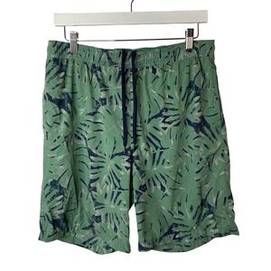 Kirkland Signature Mens Swim Shorts Green Tropical Monstera Leaf Print Medium